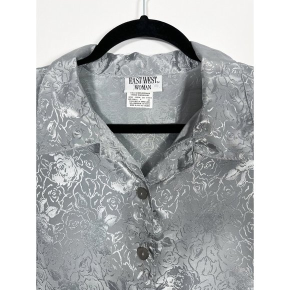 Vintage East West Woman grey blouse with floral print - Picture 5 of 8
